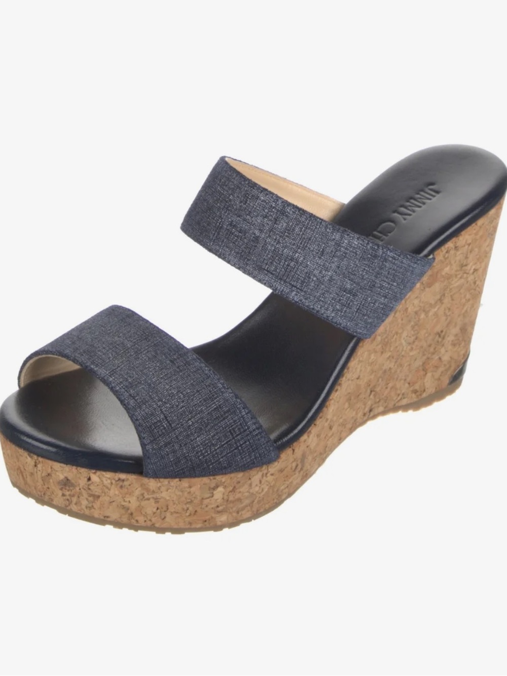 Jimmy Choo Authentic Denim Slides EUC Size 37 1/2